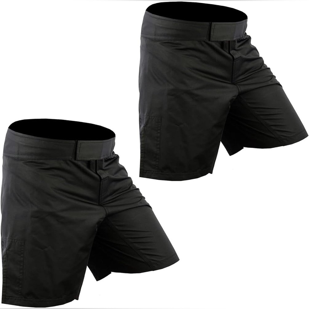 Roar Men’s Black MMA Grappling Thin Lightweight Nylon Shorts w/Slits (Size: Med)